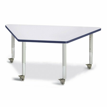 JONTI-CRAFT Berries Trapezoid Activity Tables, 30 in. x 60 in., Mobile, Freckled Gray/Navy/Gray 6443JCM112